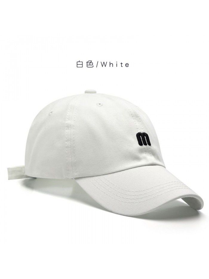 M letter embroidered duck hat with bent roof cotton soft top visor fashion simple baseball cap