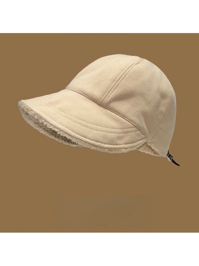 Hat Women's autumn and winter Lamb wool fisherman's hat plus cashmere winter warm duck cap