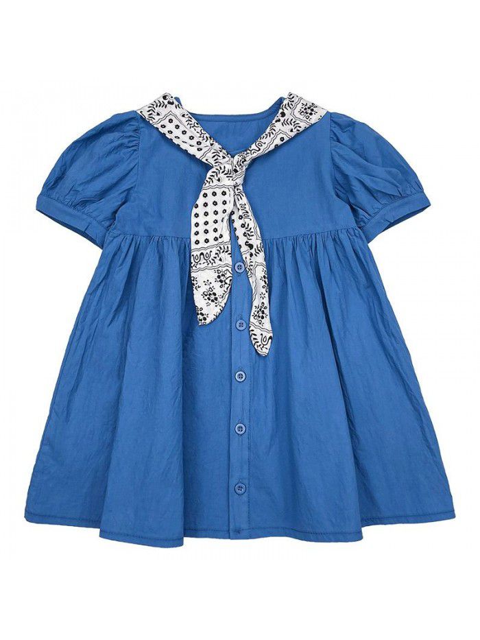 Girls' dress  summer new children's princess dress baby girl calico tie summer dress summer dress 