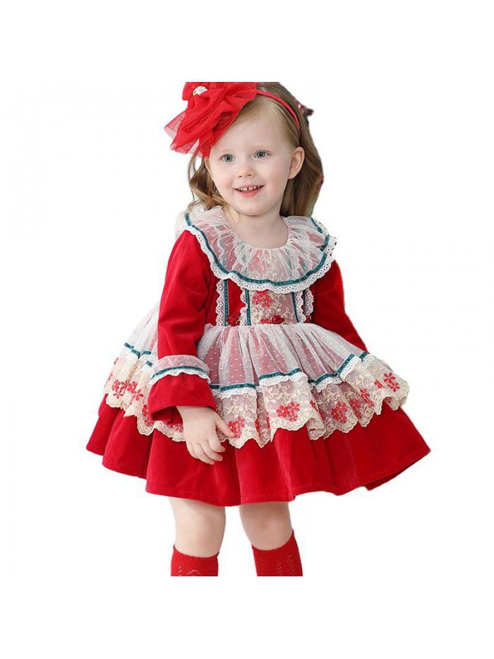  winter new Christmas Dress European and American Lolita children's custom children's Spanish princess skirt 