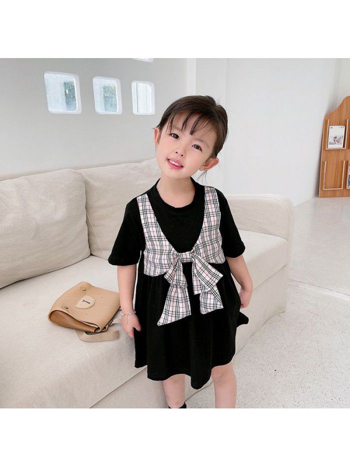 Girls' short sleeve dress  summer new cute T-shirt skirt for children 