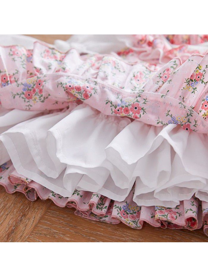 Spanish children's skirt 3-year-old girl crowd dress  summer print Princess Dress Lolita children's wear 