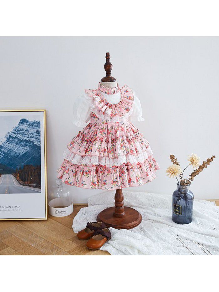 Spanish children's skirt 3-year-old girl crowd dress  summer print Princess Dress Lolita children's wear 
