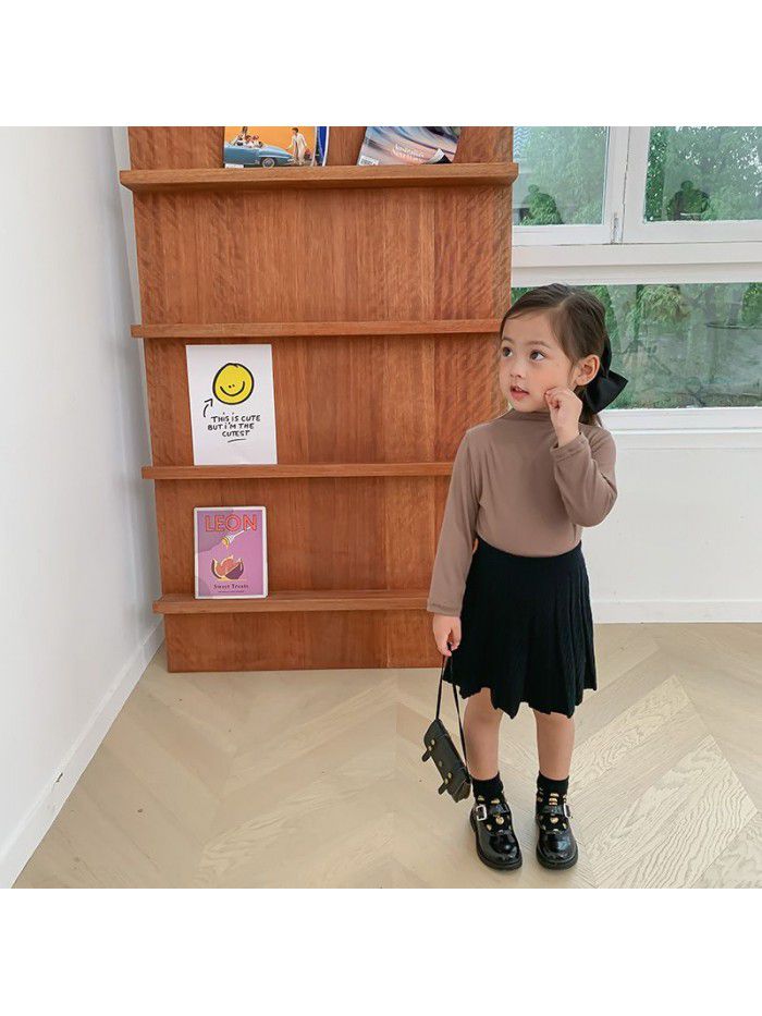 Girls' wool skirt  autumn new children's knitting pleated skirt 
