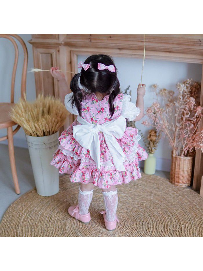 Spanish children's skirt 3-year-old girl crowd dress  summer print Princess Dress Lolita children's wear 