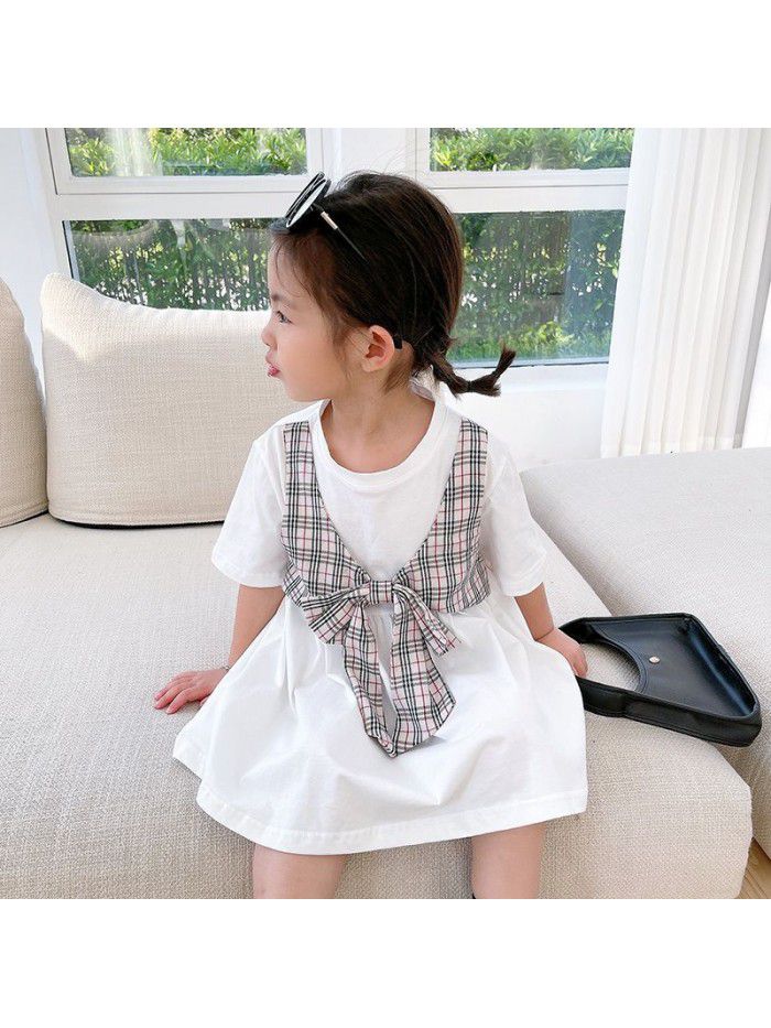 Girls' short sleeve dress  summer new cute T-shirt skirt for children 