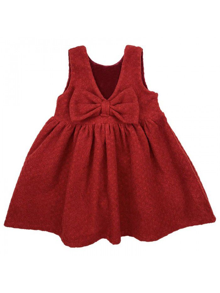 Girls' dress autumn winter  new children's solid color vest skirt princess skirt baby girl's winter skirt Plush 