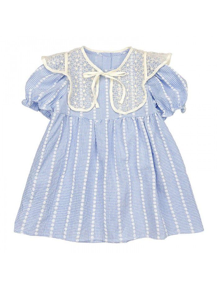 Girls' short sleeve dress  summer new children's detachable shawl skirt nubao lovely bubble sleeve princess skirt 