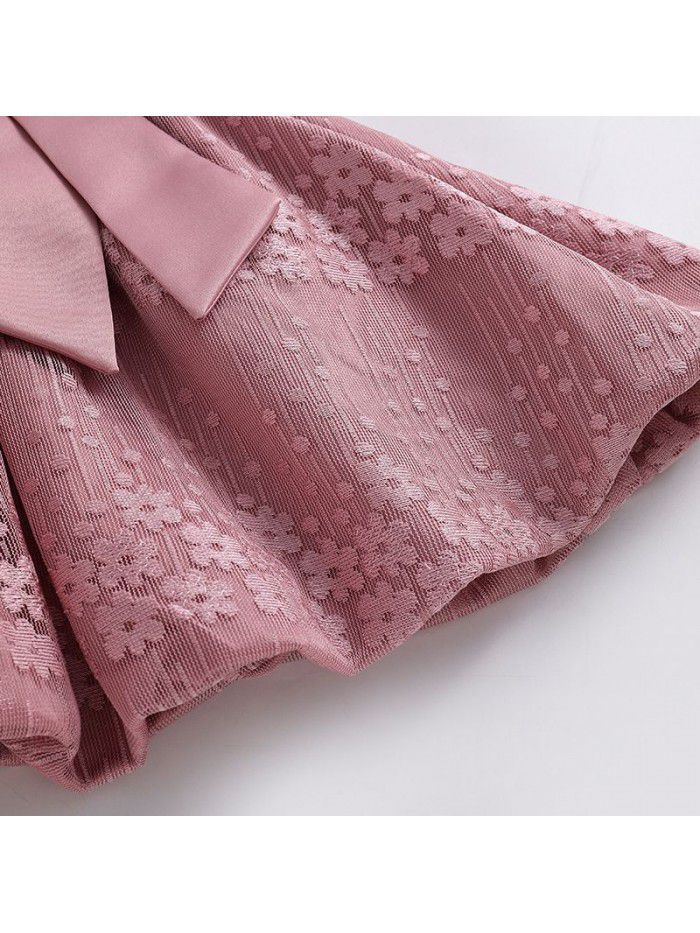 summer new girls' dress performance dress show foreign jacquard girls' dress children's short sleeve skirt 