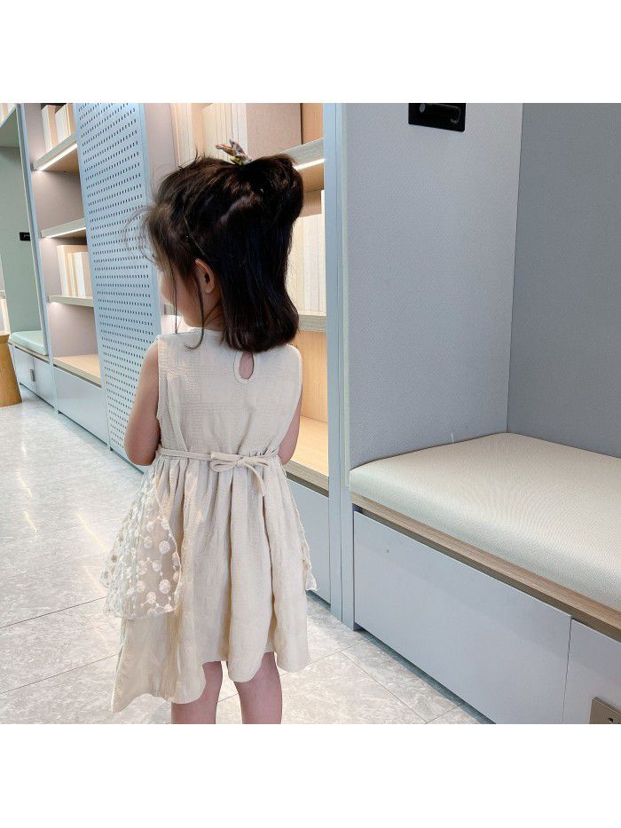 Girls' dress  summer new detachable mesh shawl princess skirt sweet foreign style children's dress 