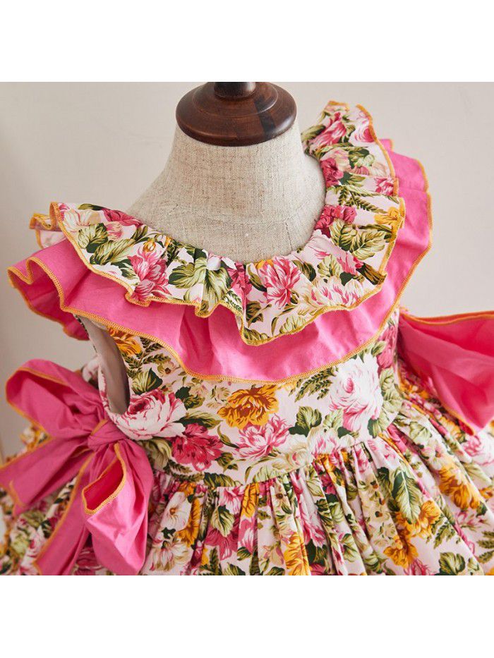 Children's wear  summer new girls' sleeveless dress baby girl cute skirt round neck lace skirt customization 