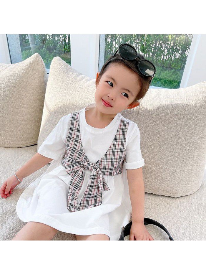 Girls' short sleeve dress  summer new cute T-shirt skirt for children 
