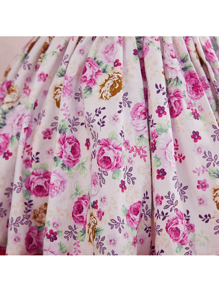 new girl flower skirt printed big bow children's dress flying sleeve Princess Dress 