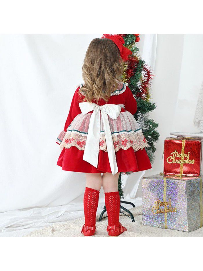  winter new Christmas Dress European and American Lolita children's custom children's Spanish princess skirt 