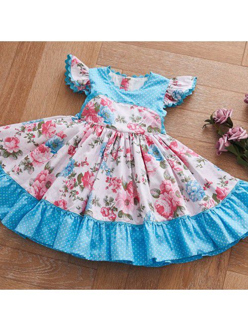 new girl flower skirt printed big bow children...