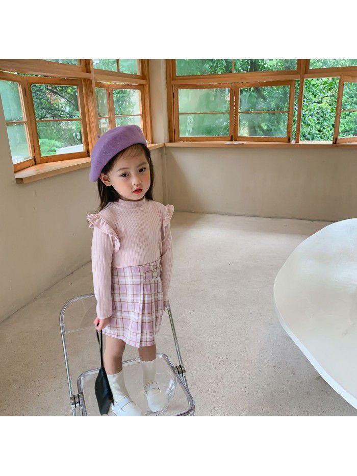 Girls' plaid skirt autumn  new children's foreign style pleated skirt 