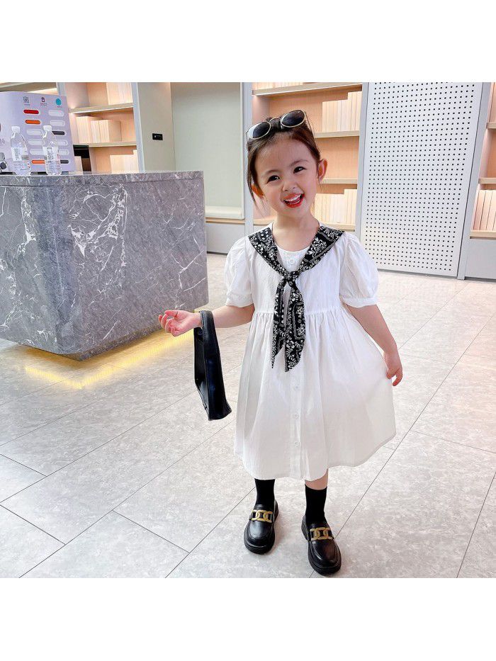 Girls' dress  summer new children's princess dress baby girl calico tie summer dress summer dress 