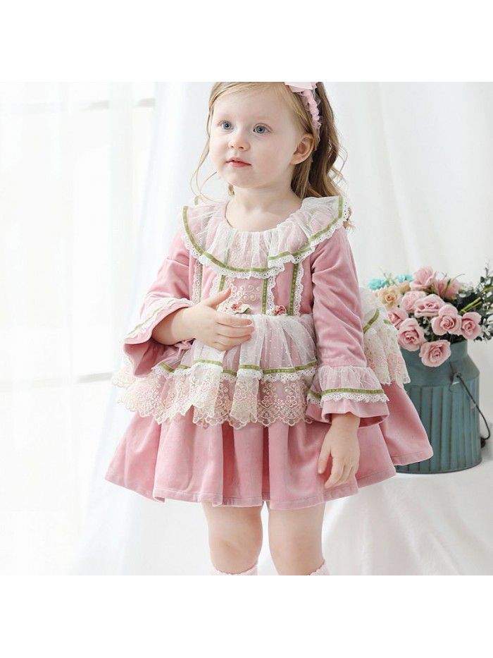  winter new Christmas Dress European and American Lolita children's custom children's Spanish princess skirt 