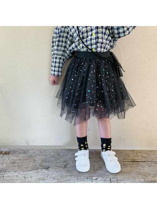 Girls' mesh skirt autumn  new children's...