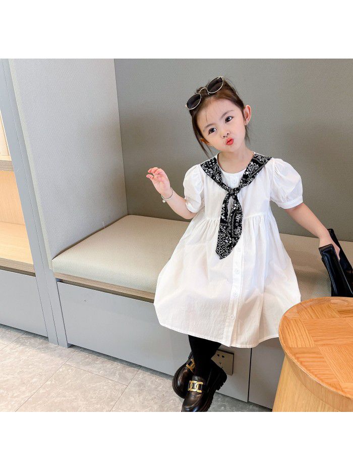 Girls' dress  summer new children's princess dress baby girl calico tie summer dress summer dress 