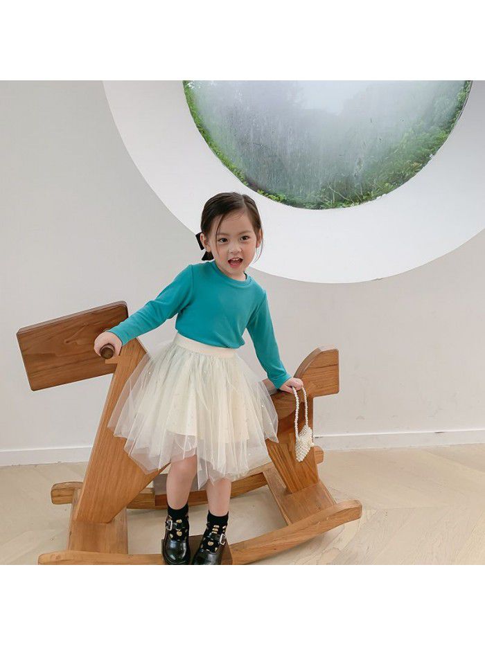Girls' mesh skirt autumn  new children's sequined skirt 