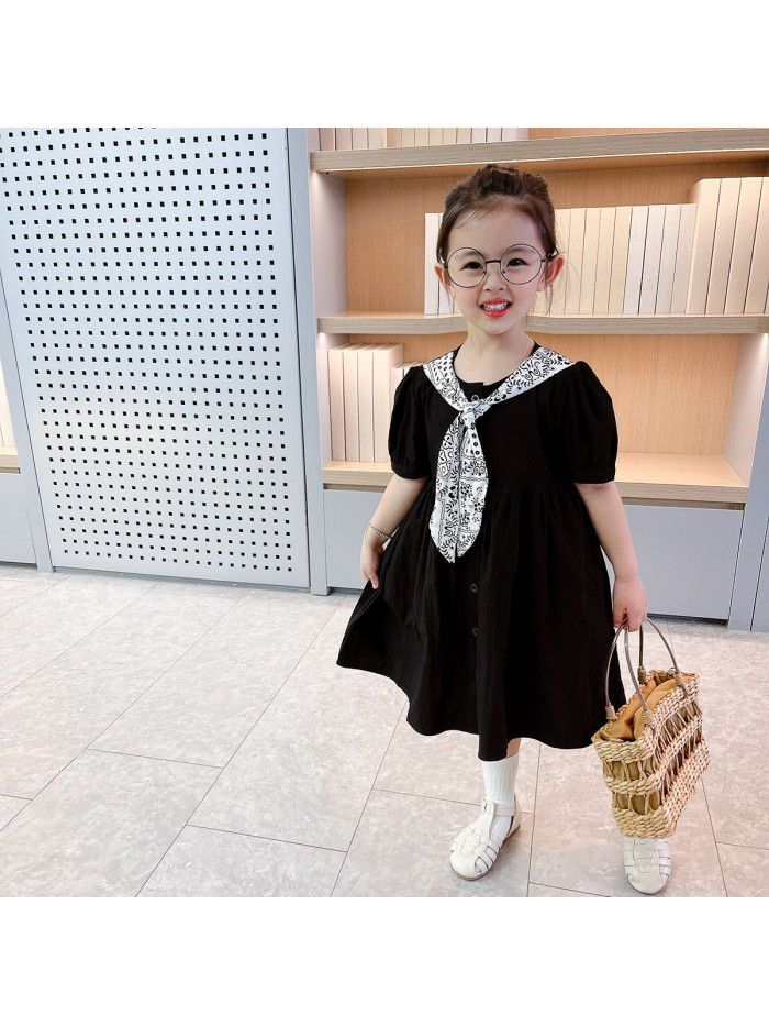 Girls' dress  summer new children's princess dress baby girl calico tie summer dress summer dress 