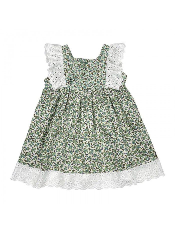 Girls' sleeveless dress  summer new children's foreign style floral skirt 