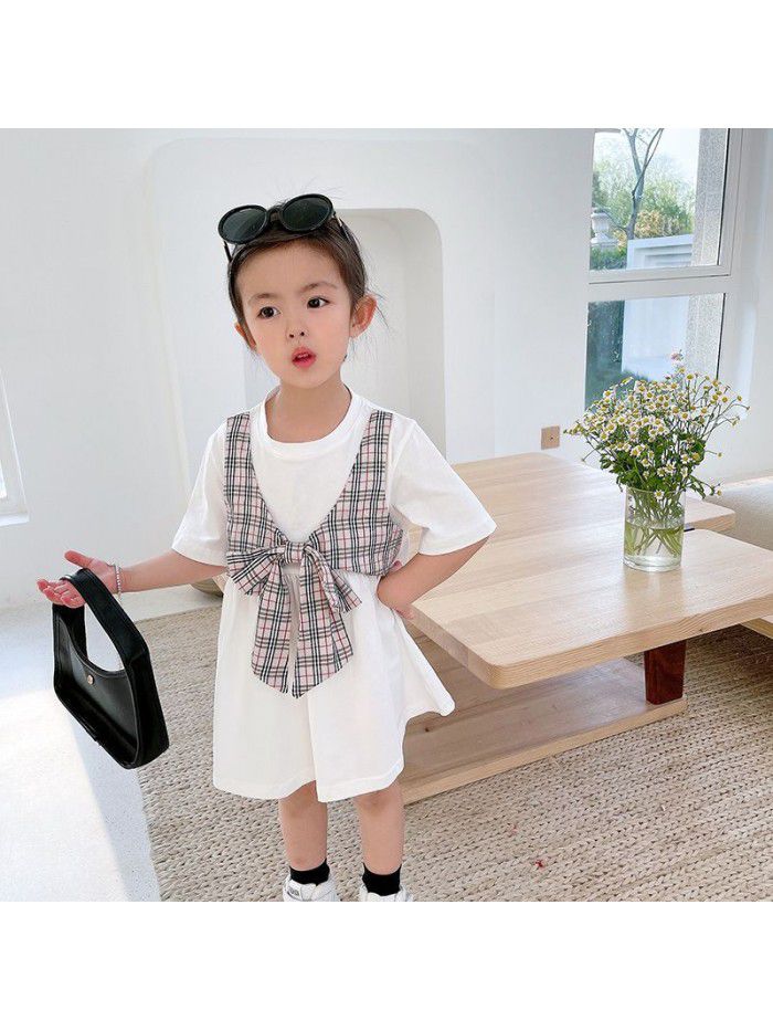 Girls' short sleeve dress  summer new cute T-shirt skirt for children 