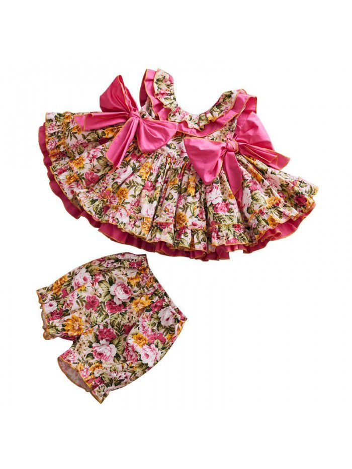 Children's wear  summer new girls' sleeveless dress baby girl cute skirt round neck lace skirt customization 
