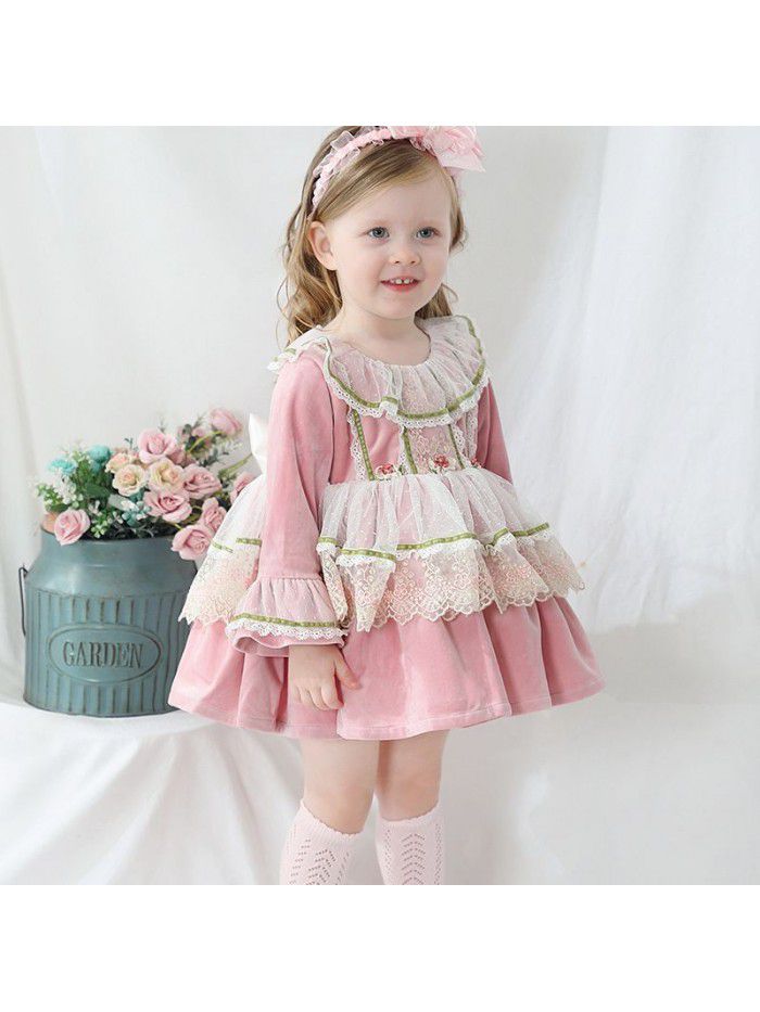  winter new Christmas Dress European and American Lolita children's custom children's Spanish princess skirt 