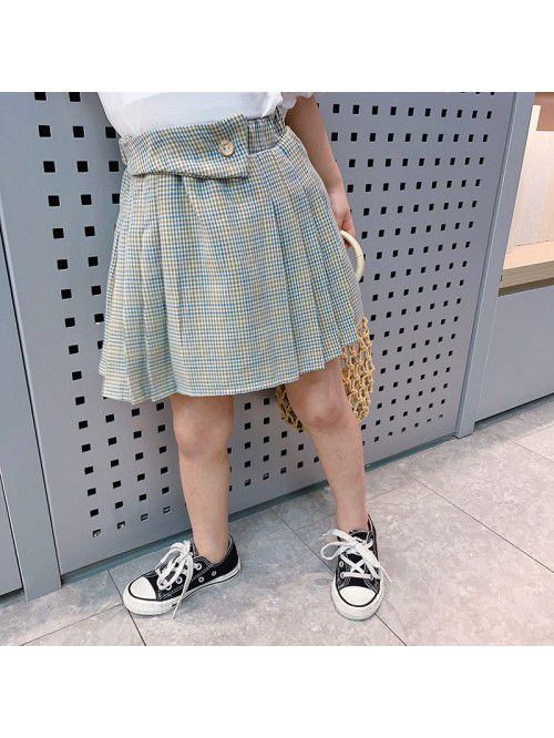 Girls' plaid skirt  summer new children'...
