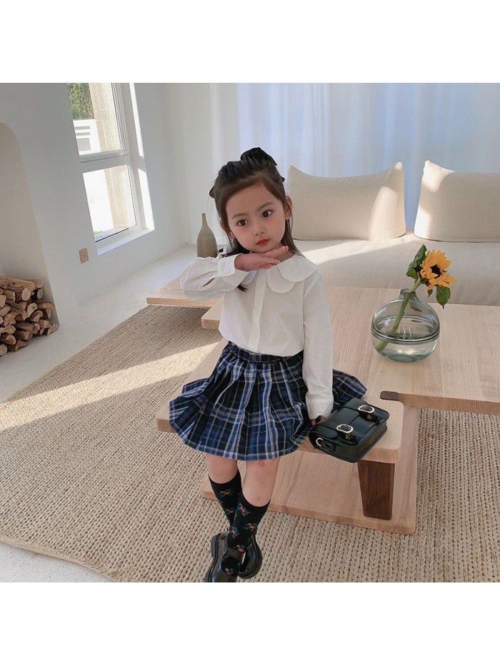 Girl's Plaid pleated skirt spring  new children's JK skirt 