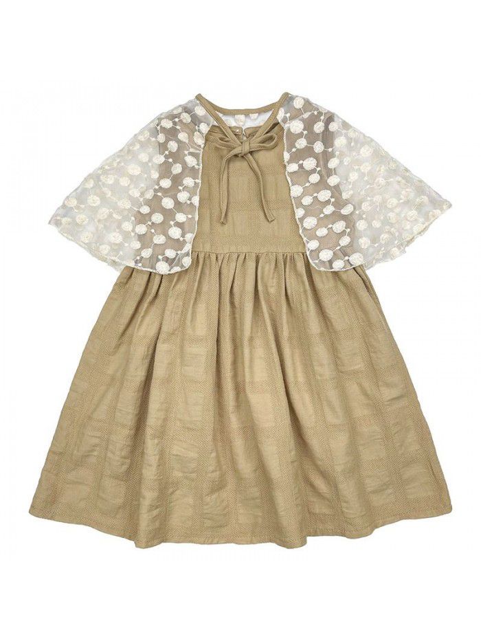 Girls' dress  summer new detachable mesh shawl princess skirt sweet foreign style children's dress 