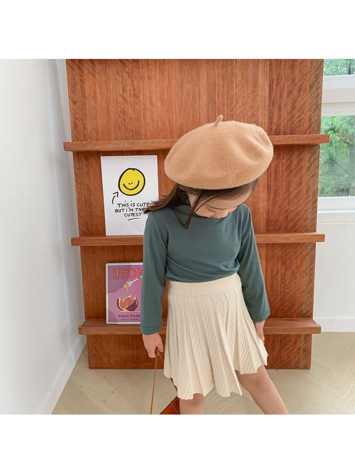 Girls' wool skirt  autumn new children's knitting pleated skirt 
