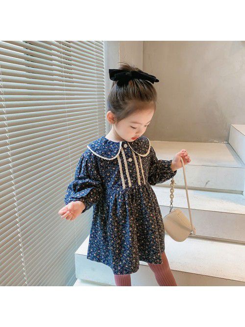 Girls' floral long sleeve dress autumn and wi...