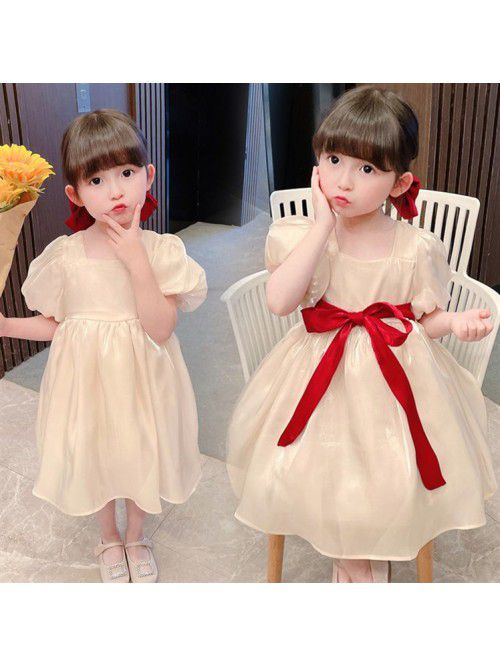 Children's skirt fashion bubble sleeve baby d...
