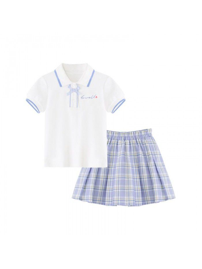 Cicie children's wear a ready to go girl's short sleeve  summer children's College skirt suit 