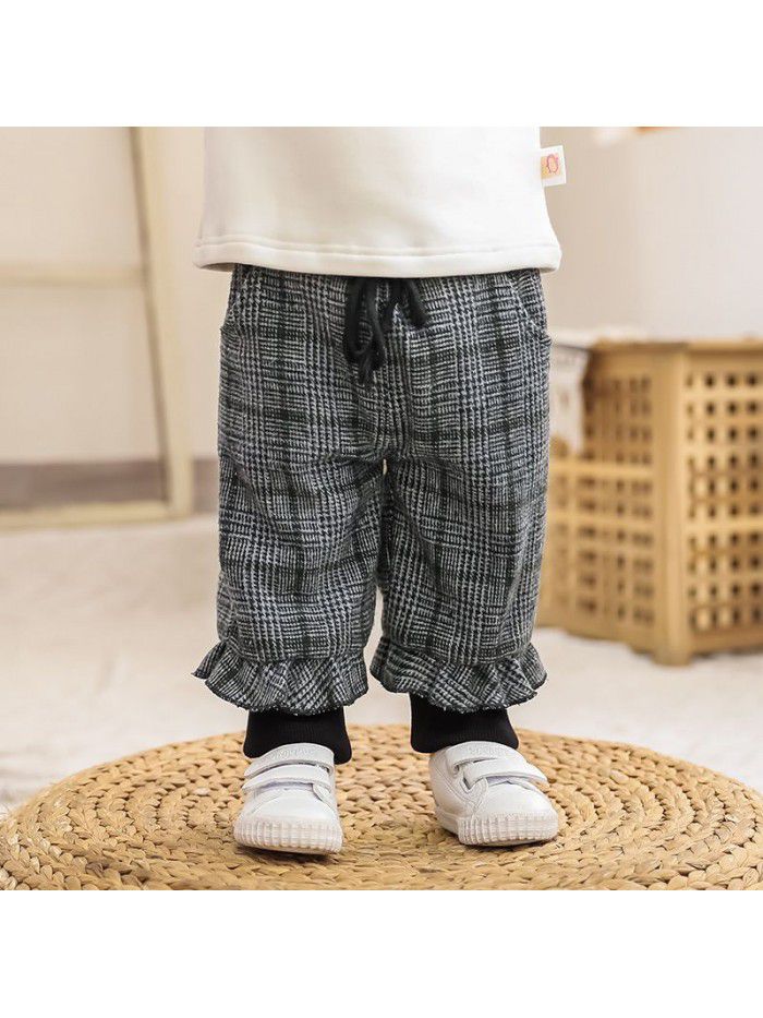 Children's Plush Pants Girls'  new autumn and winter wear children's wear winter pants 3 years old 