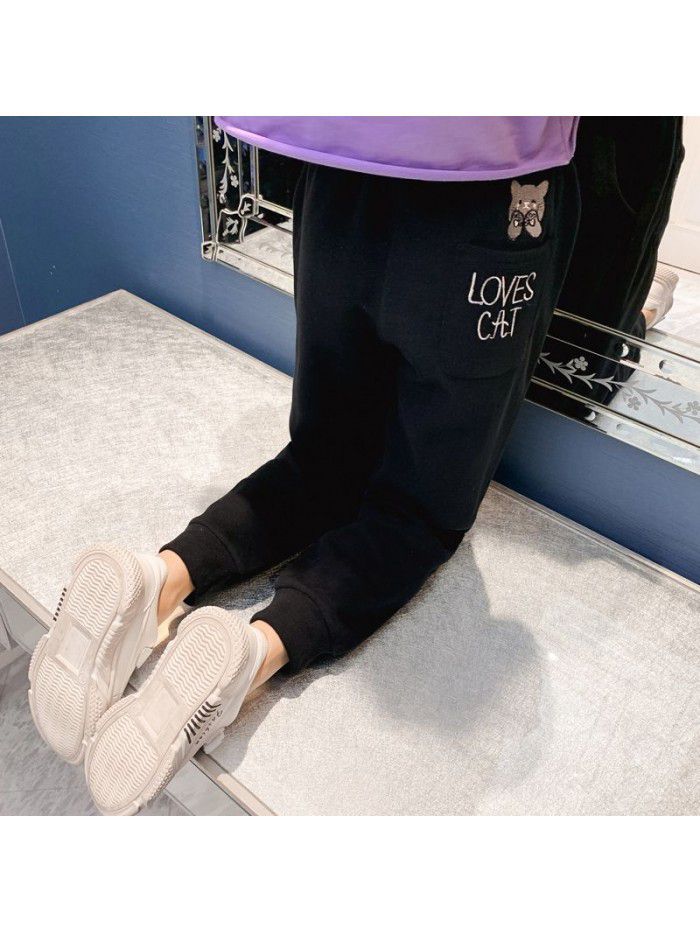 Girls' pants  spring new Chinese and female college children's foreign style leisure pants pants pants spring pants children's sports pants 