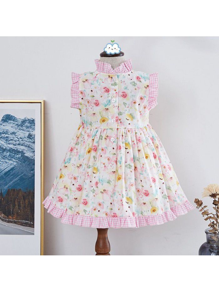 Girls' dress European and American children's dress  new summer sleeveless floral skirt small fresh children's dress 