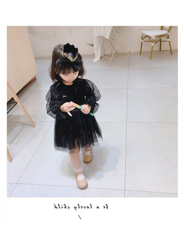Baby girl Princess Dress super foreign style  new autumn children's dress children's gauze skirt spring and autumn girl's skirt 