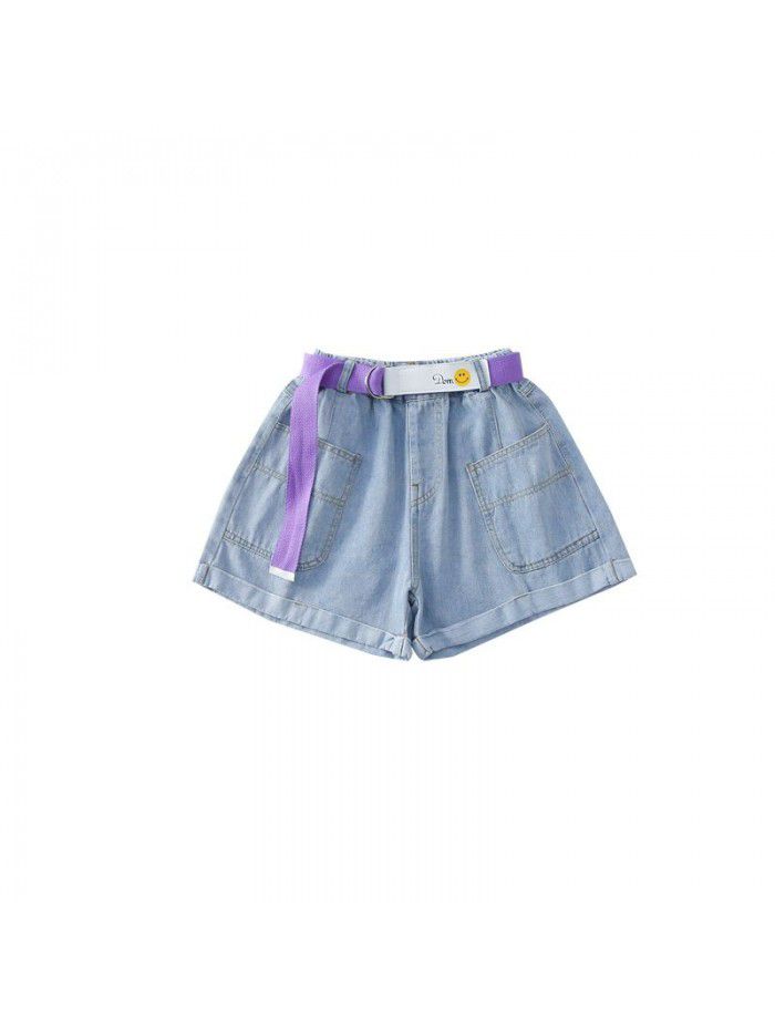 Fashion girl's shorts  new foreign style middle school children's hot pants thin children's pants jeans summer wear 