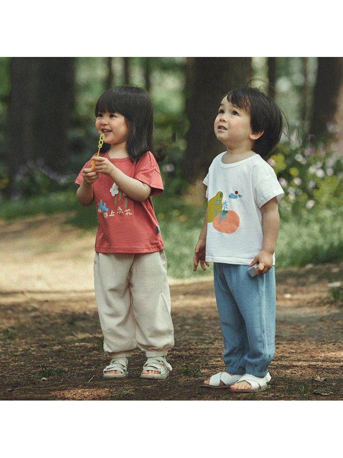 Amila Amila children's clothing baby anti mosquito pants summer  new girls' light pants children's casual pants 