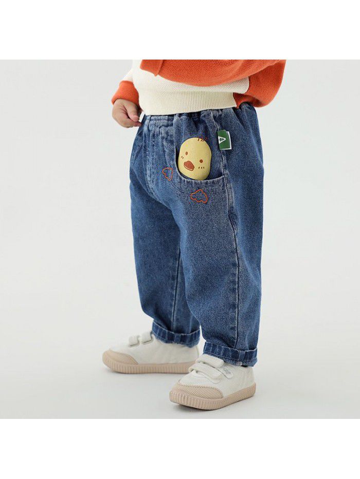 Amila children's clothing  spring new baby Jeans Girls pants fashion versatile pants spring 