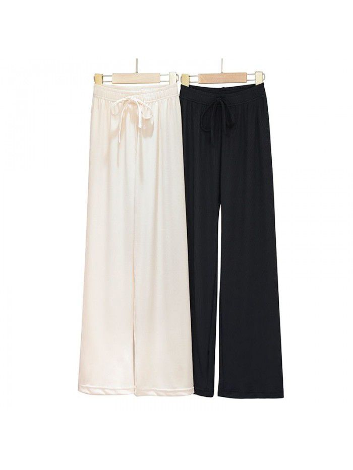 Girls' summer thin ice silk wide leg pants 