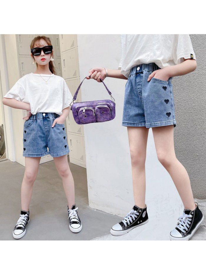 Girls' Jeans Shorts  summer thin love shorts foreign style children's summer new casual pants 