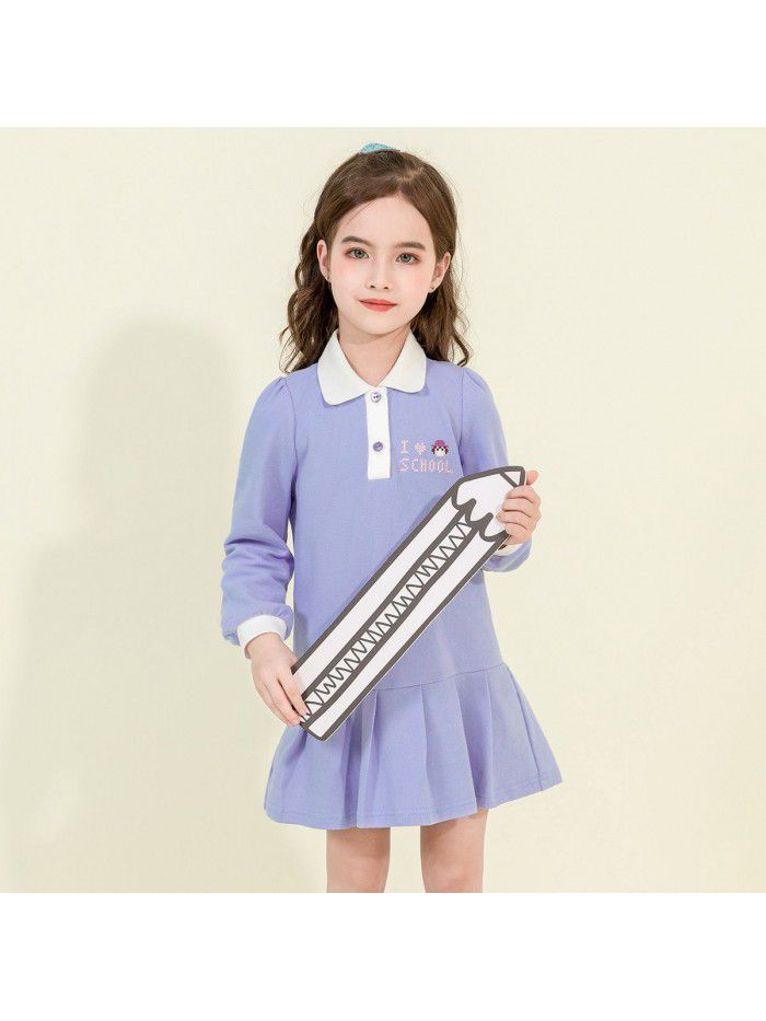 Girls' cotton dress Korean children's dress one hair generation baby spring  new children's embroidered skirt 
