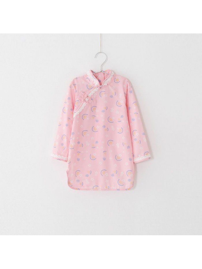 A new hair generation children's dress spring  children's skirt printed cheongsam girl's dress 