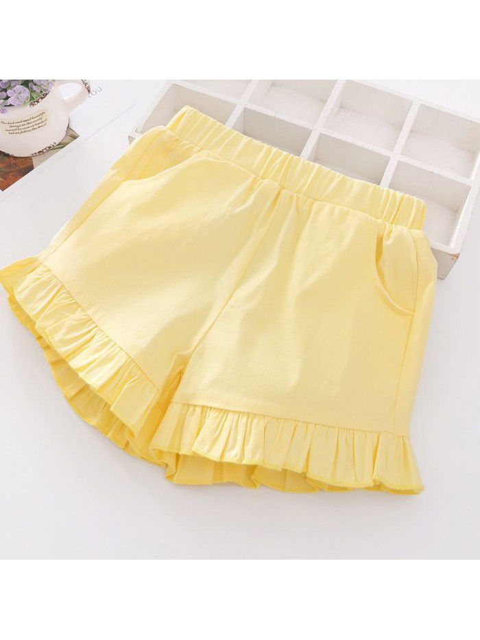 Girls' shorts summer new leisure pants children's lace candy hot pants children's clothing factory wholesale 