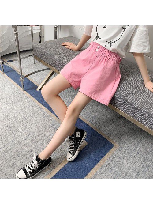 New girls' high waisted cotton bract shorts f...